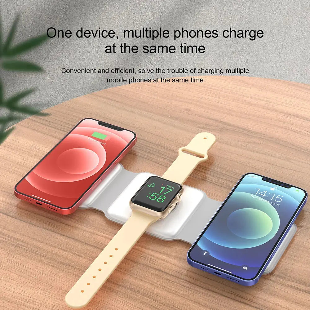 Fast 15W Magnetic Wireless Charger for iPhone 14 13 Pro Max 3 in 1 Wireless Charger Portable for Apple Watch/AirPods 3in1 Stand Pinnacle Luxuries