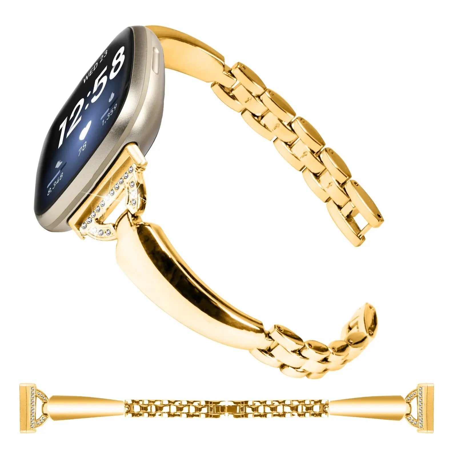New Metal Watch Strap For Fitbit Versa 4 3 sense Smart watch Wrist Bracelet Band  Stainless Steel Zinc alloy diamond strap Pinnacle Luxuries