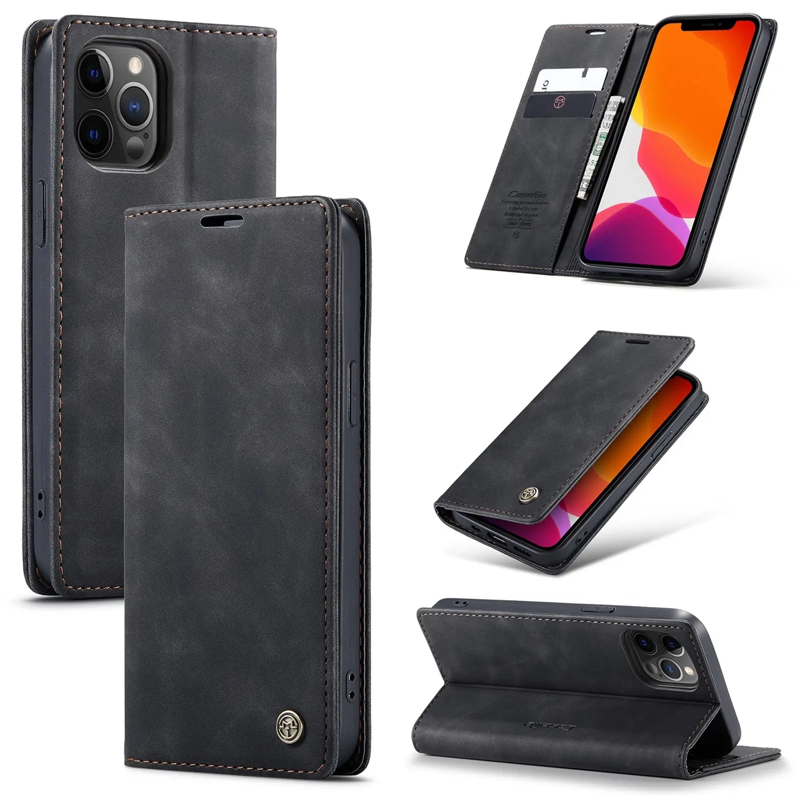 CaseMe Flip Case For iPhone 15 Pro Max iPhone 15 Plus Pro Retro Magnetic Card Leather Wallet Cover Pinnacle Luxuries