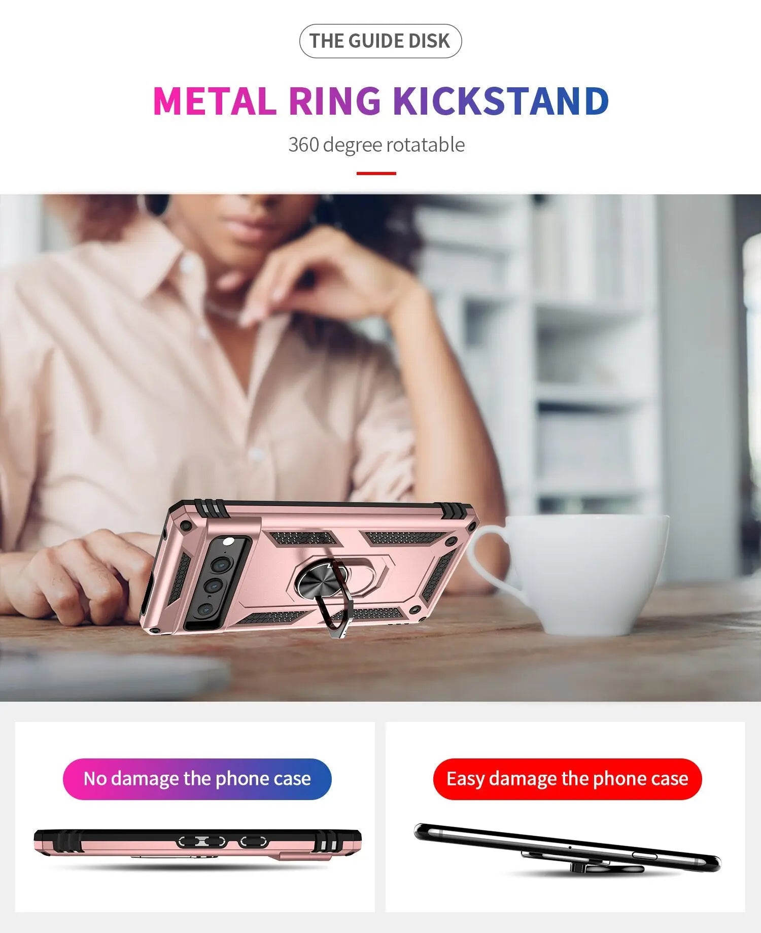 Premium Ring Kickstand Case For Google Pixel 7 Pro - Pinnacle Luxuries