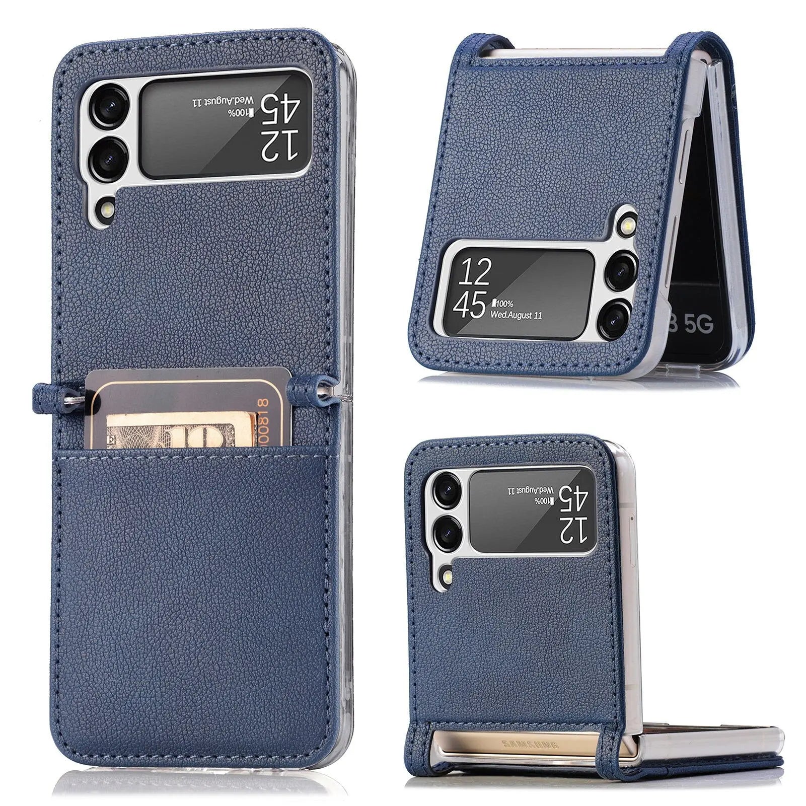 Premium Leather Card Holder Case For Samsung Galaxy Z Flip Phone - Pinnacle Luxuries