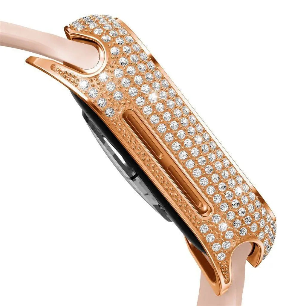Pristine 18 Karat Rose Gold Plated Diamond Apple Watch Case - Pinnacle Luxuries