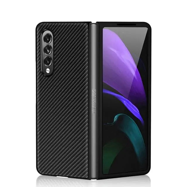 Custom Leather Carbon Fiber Case For Samsung Galaxy Z Fold 3 5G Z Fold 2 - Pinnacle Luxuries