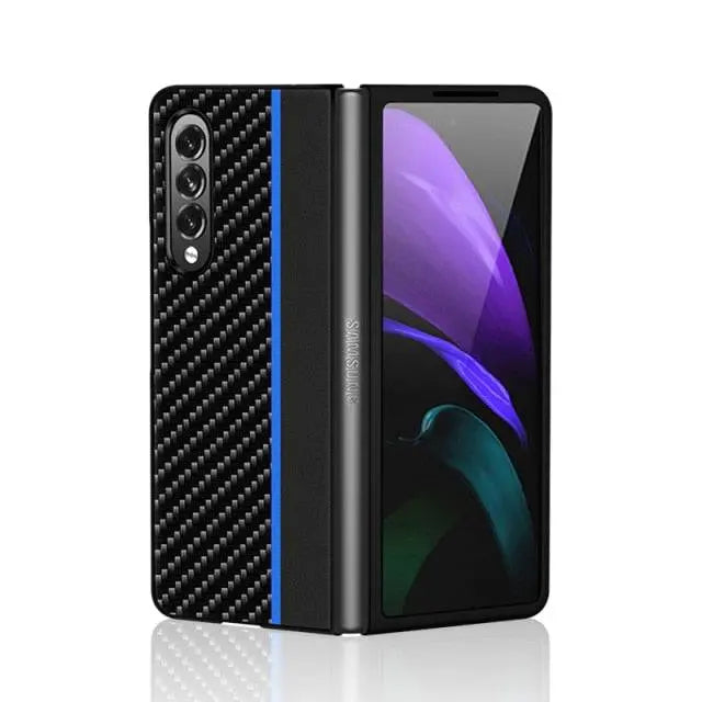 Custom Leather Carbon Fiber Case For Samsung Galaxy Z Fold 3 5G Z Fold 2 - Pinnacle Luxuries