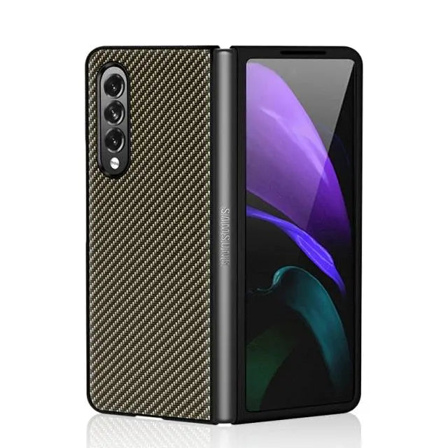 Custom Leather Carbon Fiber Case For Samsung Galaxy Z Fold 3 5G Z Fold 2 - Pinnacle Luxuries